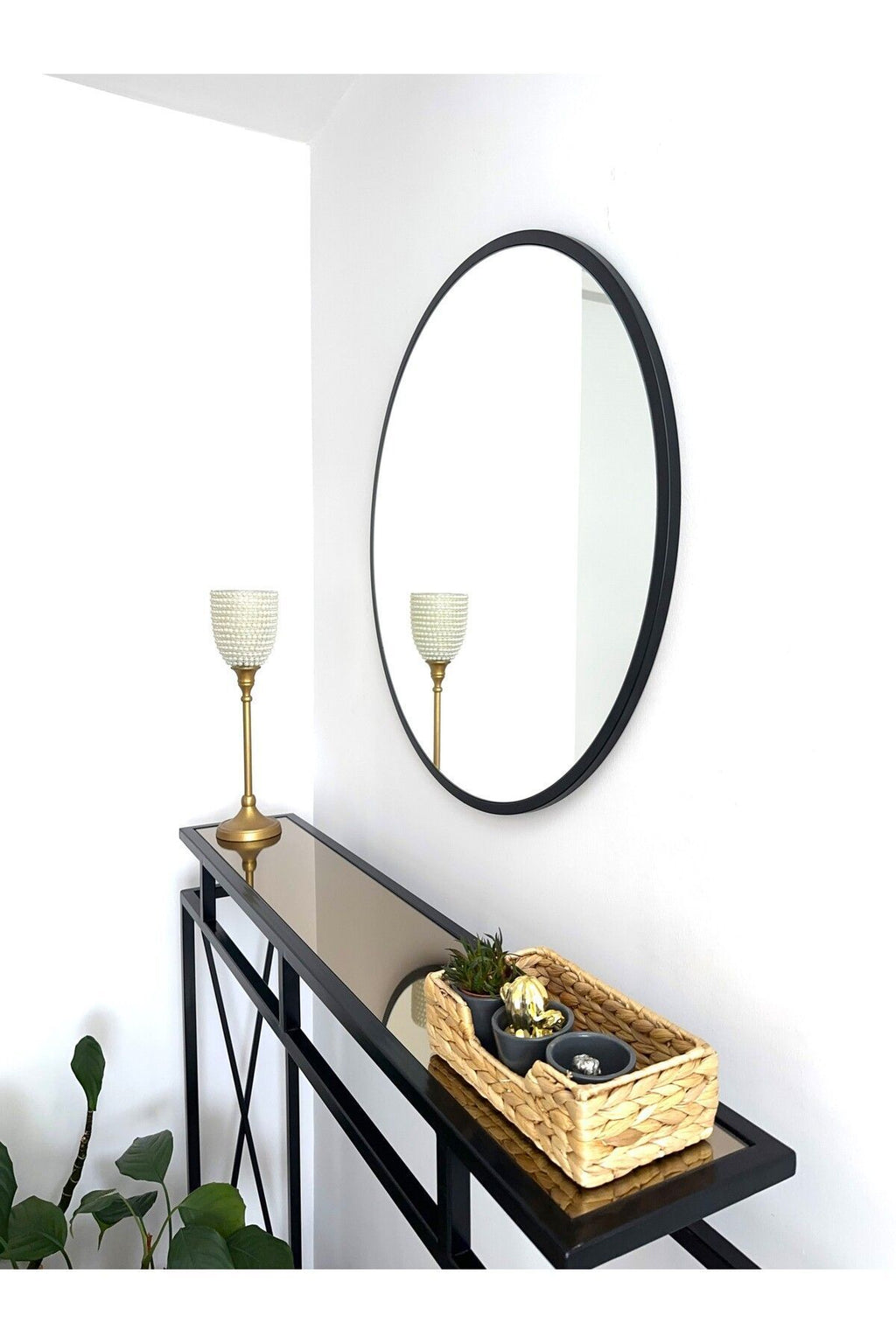 Siyah Metal Çerçeveli 70 Cm Yuvarlak Ayna